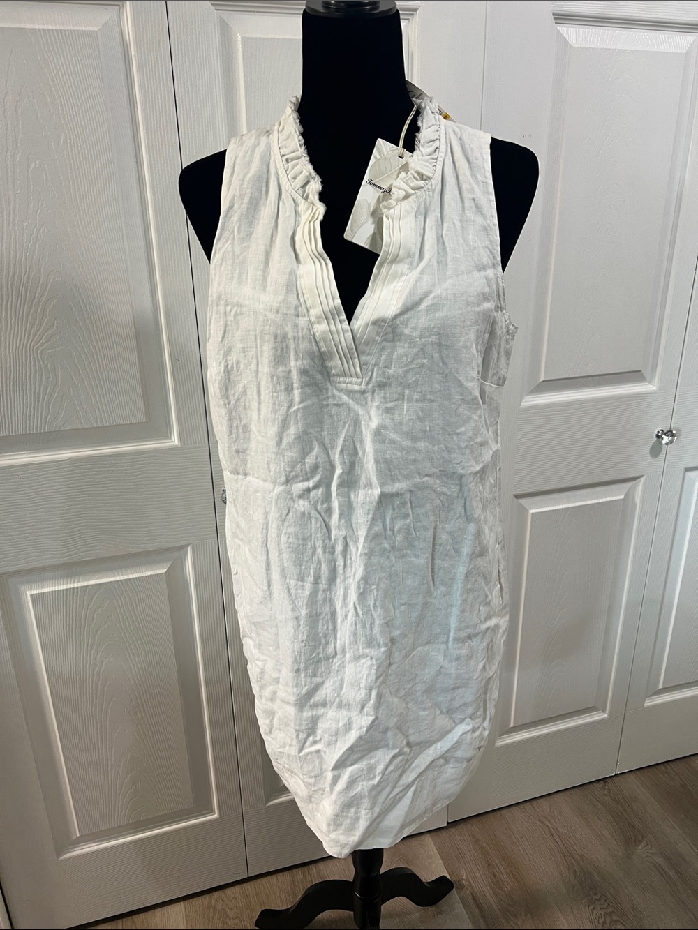 New Tommy Bahama Two Palms Double Ruffle Linen Dress - Picture 3 of 8